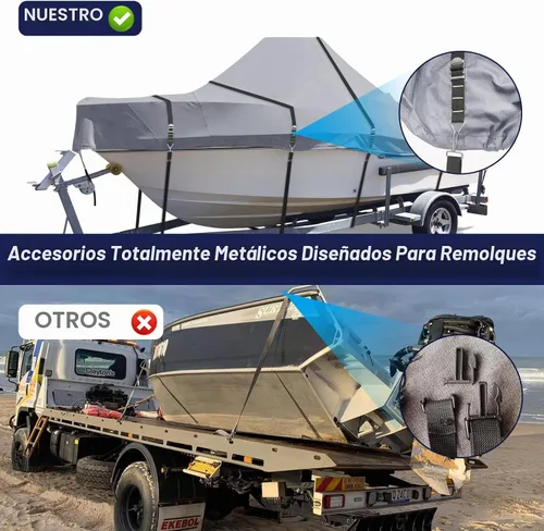 Vista 2 de 900D - Funda para botes con consola central, con correas de hebillas metálicas completas a prueba de viento, resistente para botes con consola Gris