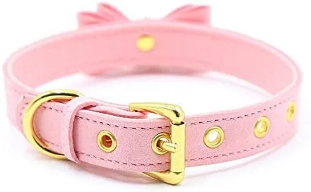 Vista 5 de LEWECEEO PU Leather Bow Collar Necklace Choker with Bell Cat Cosplay Kitty Necklace Choker Collar for Women
