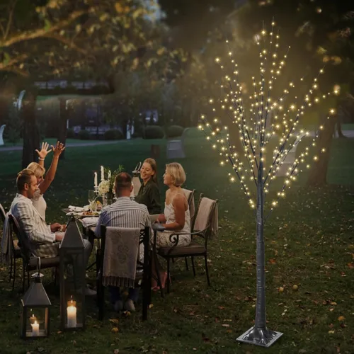 Vista 7 de Árbol iluminado con 400 luces LED de 5 pies, incluye luces parpadeantes, abedul LED con temporizador para exteriores, interiores, Pascua, Navidad