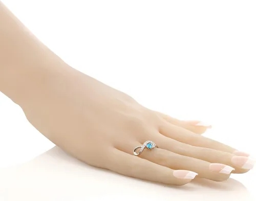 Vista 4 de Gem Stone King Anillo infinito de plata de ley 925 con piedra natal Forma de corazón de 0.157 in Anillo de compromiso de boda para mujer
