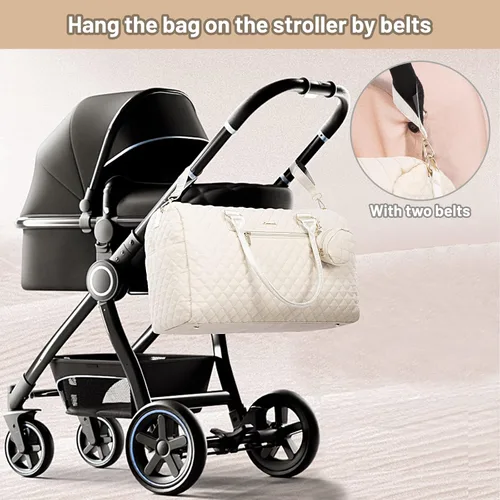 Vista 6 de LOVEVOOK - Bolso de pañales con estuche para chupete y cambiador, bolso grande de maternidad para hospital y viajes de fin de semana, bolso