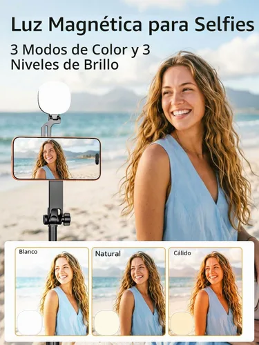 Vista 3 de USKEYVISION Trípode magnético de 69" para iPhone con luz magnética (MPT-04)