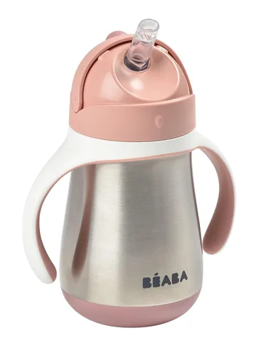 Vista 13 de BEABA - Vaso para sorber con popote de acero inoxidable, vasos aislados a prueba de derrames con asas extraíbles, fabricado con acero inoxidable