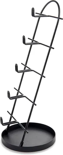 Vista 4 de MyGift Soporte de exhibición moderno de las gafas de sol de 5 niveles del metal negro con la bandeja de la joyería, tenedor al por menor
