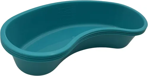 Vista 4 de Comfort Axis Cuenca de plástico Emesis turquesa en forma de riñón con graduaciones, 23.5 onzas (23.7 fl oz), paquete de 4