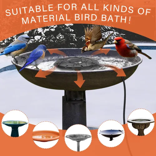 Vista 5 de Calentador de baño para pájaros, descongelador de baño de pájaros, calentador de agua para pájaros con control termostático, descongelador de baño