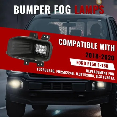 Vista 2 de HECASA Par de luces antiniebla compatibles con Ford F150 F-150 2018-2020 Reemplazo para FO2593246 FO2592246 FO2592246 Lámparas antiniebla