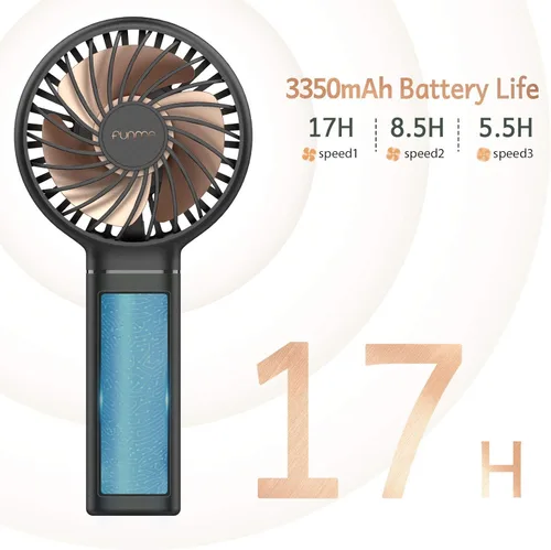 Vista 3 de OUTXE Funme - Mini ventilador de mano de 3500 mAh, pequeño ventilador personal portátil recargable por USB, para maquillaje y belleza, para mujeres