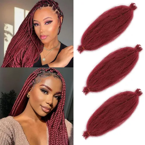 Vista 14 de Cabello de Envoltura Pre-Esponjado de 8 Pulgadas, 3 Paquetes, Cabello Afro Twist Pre-Separado Elástico para Locs, Cabello Afro Twist Negro Natural