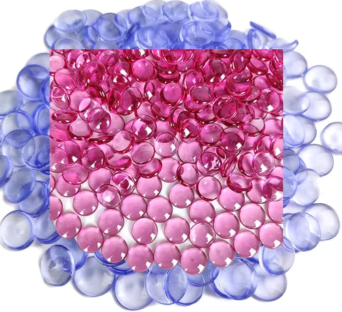 Vista 21 de HappyFiller 1200 PCS gemas acrílicas planas tipo canicas de 0.6" color morado brillante para rellenos de jarrones, confeti de fiesta, centros