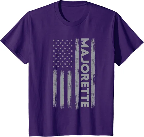 Vista 21 de Great Majorette - Camiseta de bastón giratorio con diseño de bandera de Estados Unidos, Negro, S
