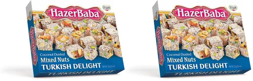Vista 11 de Hazer Baba Delicias Turcas, Caja de bocadillos gourmet con nueces mixtas y sabor a vainilla, bocadillo tradicional vegano, Lokum turco, dulces