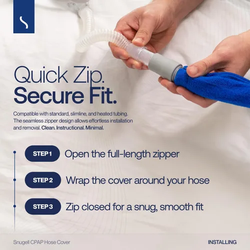 Vista 4 de Snugell Funda para manguera CPAP – Envoltura de tubo de 6 pies en azul – Compatible con ResMed, Fisher & Paykel y otras marcas – Cubierta de tubo