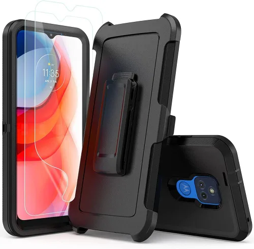 Vista 2 de TENCO Funda compatible con Moto G Play 2021 con protectores de pantalla, resistente, a prueba de golpes, protección de cuerpo completo, funda