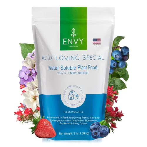 Vista 4 de ENVY Plant Foods Especial amante de los ácidos Fertilizante soluble en agua Alimento vegetal de hortensias, azaleas y bayas (0.5 libras)