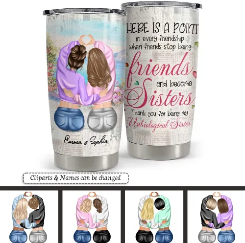 Vista 2 de SANDJEST Taza personalizada para mejores amigas de 20oz y 30oz con tapa - Regalo para mejores amigas, mujeres, niñas, hermana - Navidad, cumpleaños