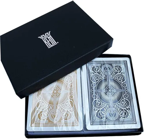 Vista 4 de KEM Arrow - Tarjetas de juego con índice jumbo (tamaño de póquer, 2 unidades), color rojo y azul