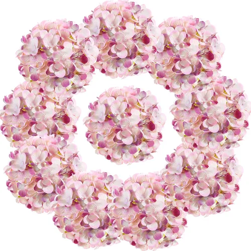 Vista 18 de 10 cabezas de hortensias de seda con tallos de flores artificiales para bodas, fiestas, decoración del hogar (negro)