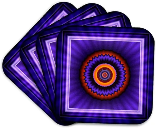 Vista 10 de 3dRose CST_24846_3 Mandala 12 Azul Rojo Oro Brillante Energía Energía Energía Meditación-Cerámica Posavasos Juego de 4