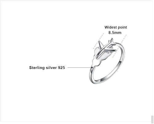 Vista 2 de JewelryPalace Anillo de avión de recuerdo de viaje mundial para mujer, chapado en oro de 14 quilates, plata de ley 925, anillos ajustables abiertos