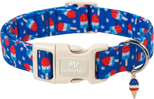 Vista 19 de MR.CHUBBYFACE· Collar de perro de San Valentín azul, lindo collar de cachorro con lazo azul, collar ajustable de algodón para mascotas con hebilla