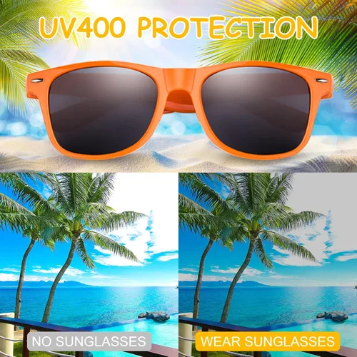 Vista 4 de ELECLAND Gafas de sol para niños, regalos de fiesta de color neón a granel para fiesta de verano, fiesta en la piscina, cumpleaños, bolsas
