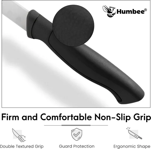 Vista 6 de Cuchillo de chef de 8 pulgadas con borde Granton para rebanar jamón y carne de pavo Certificado NSF Hoja de acero inoxidable alemán Mango