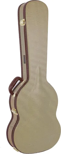 Vista 30 de Crossrock Estuche de madera para guitarra clásica de tamaño completo 4/4, diseño superior arqueado, interior de felpa, pestillos de metal Negro