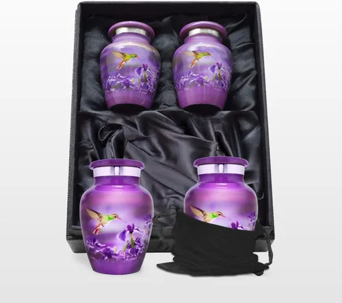 Vista 10 de Trupoint Memorials Urnas pequeñas para recuerdo de cenizas humanas, mini urna de cremación decorativa para hombres y mujeres adultos, juego de 4