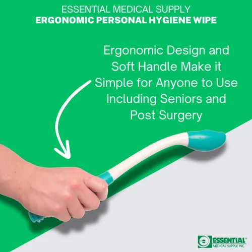 Vista 3 de Essential Medical Supply Toallita ergonómica de higiene personal para papel higiénico y toallitas húmedas con botón de fácil liberación, color blanco