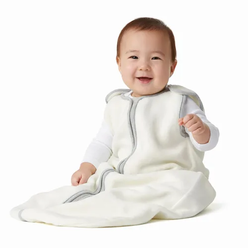 Vista 12 de Baby Deedee Sleep Nest - Saco de dormir de forro polar para bebé, gris, 6-18 meses Patented shoulder snaps and full-length zipper support easy