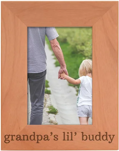 Vista 27 de Personalized Gifts Grandpa Gift Grandpa's Lil' Buddy Grandson - Marco de fotos de madera natural grabado de 4 x 6 pulgadas, diseño de paisaje