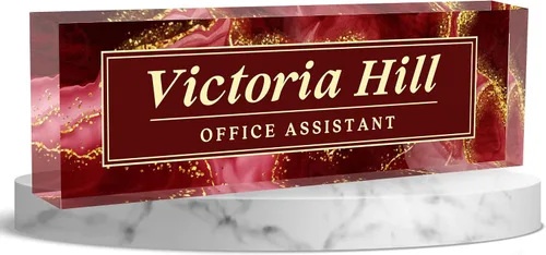 Vista 18 de Placa de nombre de escritorio personalizada, placa de identificación acrílica personalizada para decoración de escritorios, regalos
