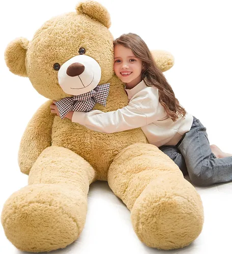 Vista 29 de MorisMos Oso de peluche gigante con corbata de 4 pies, 47 pulgadas, oso de peluche grande clásico, regalo para novia novio en cumpleaños, azul