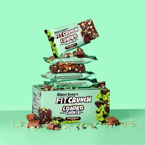 Vista 5 de FITCRUNCH - Barra de proteína de galletas cargada, alta proteína, sin gluten, aperitivo proteico (12 barras de galletas, locura de menta)