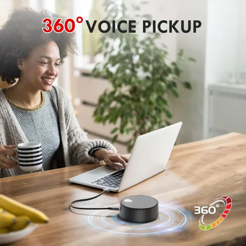 Vista 3 de Altavoces USB para computadora, altavoz de PC con micrófono, 2 modos de sonido Recogida de voz mejorada manos libres, compatible con Zoom