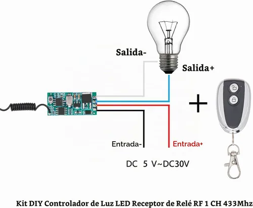 Vista 2 de Mini interruptor de relé inalámbrico, kit de control remoto DC5V