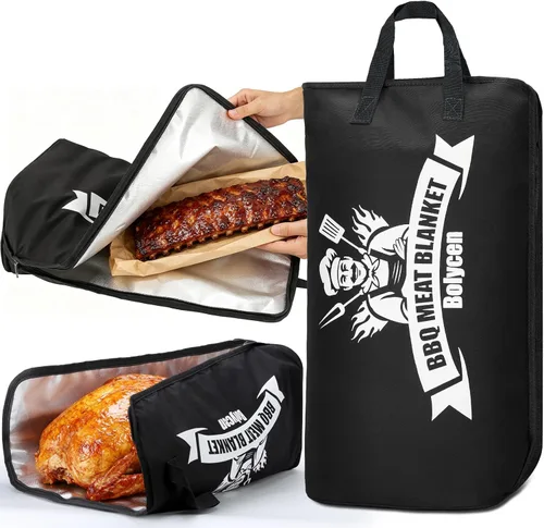 Vista 13 de Manta de barbacoa mejorada para descansar carne, accesorios para ahumar, bolsa de descanso de carne aislada con boca ancha