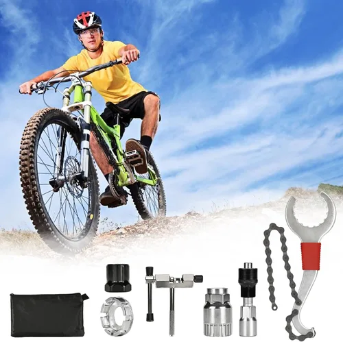 Vista 7 de Kit de herramientas para bicicleta, 10 piezas de herramientas profesionales de reparación de bicicletas para bicicleta de montaña con extractor