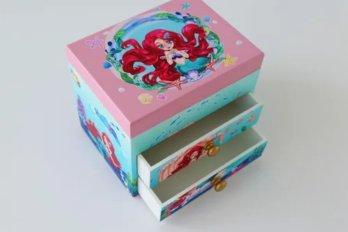 Vista 5 de Agitation Joyero musical de madera de princesa unicornio - Regalos de unicornio para niñas (A-Mermaid)