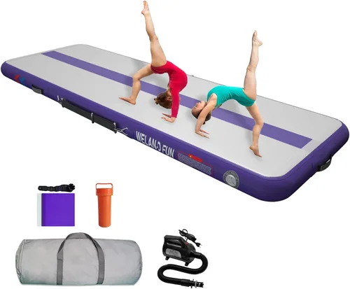 Vista 7 de Colchoneta inflable de gimnasia de 4/6/8 pulgadas, 6.56/10/13/16 pies, para uso doméstico, entrenamiento, animadoras, yoga acuático con bomba