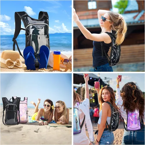 Vista 7 de Mochila de hidratación, mochila de agua con vejiga de agua de 2 L, paquete de hidratación esencial para festivales y rave, aislamiento ligero