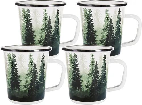 Vista 9 de Golden Rabbit Enamelware Latte Tazas de café o té, 16 onzas, cangrejo azul, juego de 4