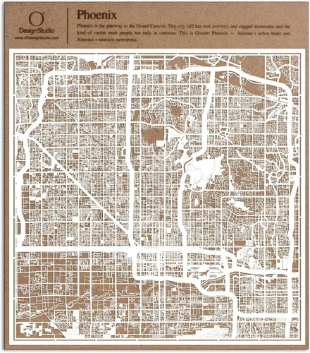 Vista 131 de O3 Design Studio Aberdeen - Mapa de papel cortado en papel blanco de 12 x 12 pulgadas