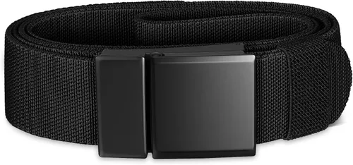 Vista 7 de SANSTHS Mens Belt 1.5", Casual Web Golf Ratchet Belts for Men, Stretch Nylon Work Belts with Flip Top Buckle, Black Grey