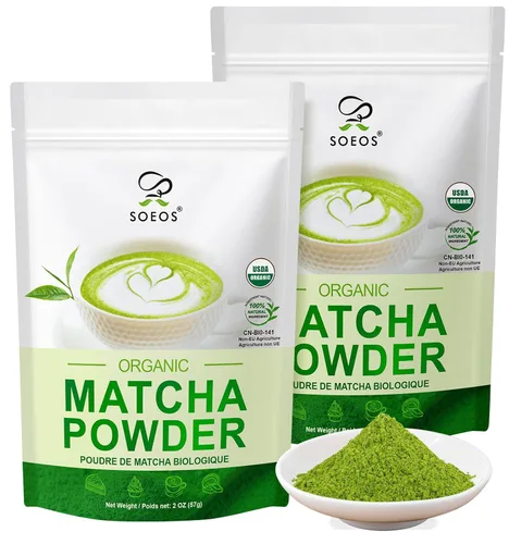 Vista 13 de Soeos Polvo de Matcha Orgánico, Polvo de Té Verde Matcha, 2 oz (57g), Matcha Japonés Rico en Antioxidantes para Lattes, Batidos y Hornear, Bolsas