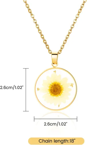 Vista 162 de Pressed Flower Necklace Gift for Women Personalized Handmade Necklaces Birth Flower Necklace
