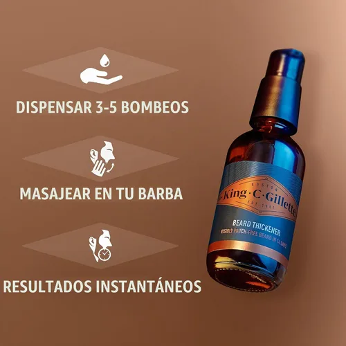 Vista 4 de King C. Gillette Espesante de barba formulado con complejo de vitamina B y cafeína, 1.7 onzas