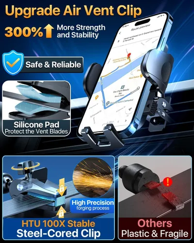 Vista 7 de HTU 2026 Mejorado [Verdadero Grado Militar] Soporte de Teléfono para Coche【Certificados de Seguridad y Sin Olor】Soporte de Teléfono Celular