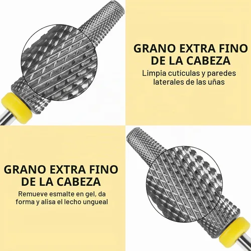 Vista 4 de Broca de carburo de tungsteno súper larga 5 en 1, broca electrónica para uñas de gel acrílico, eliminación de forma de uñas doble, broca de uñas